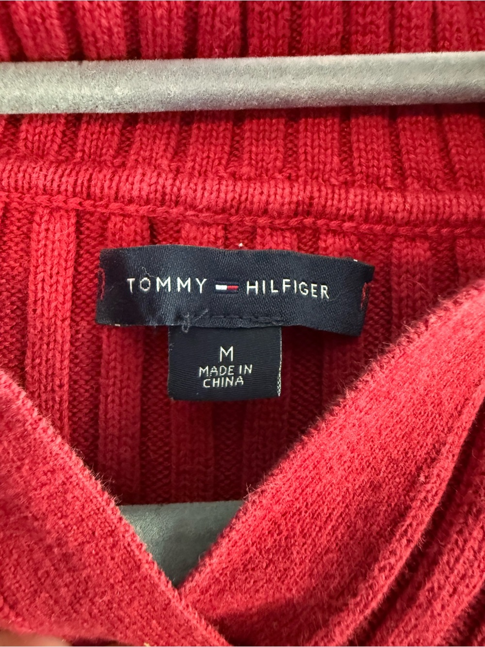Tommy Hilfiger Women’s Red Ribbed Collared Sweater - Picture 3 of 4
